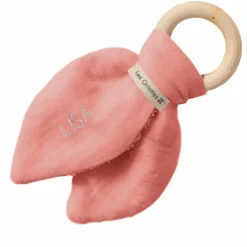 Les Griottes Anneau de dentition en bois Rose corail (personnalisable)