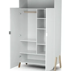 Armoire 2 portes + 1 niche en bois de hêtre Pirate blanc Armoire