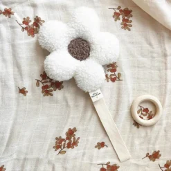 Atelier Wagram Attache tétine Fleur moumoute Ecru-Beige