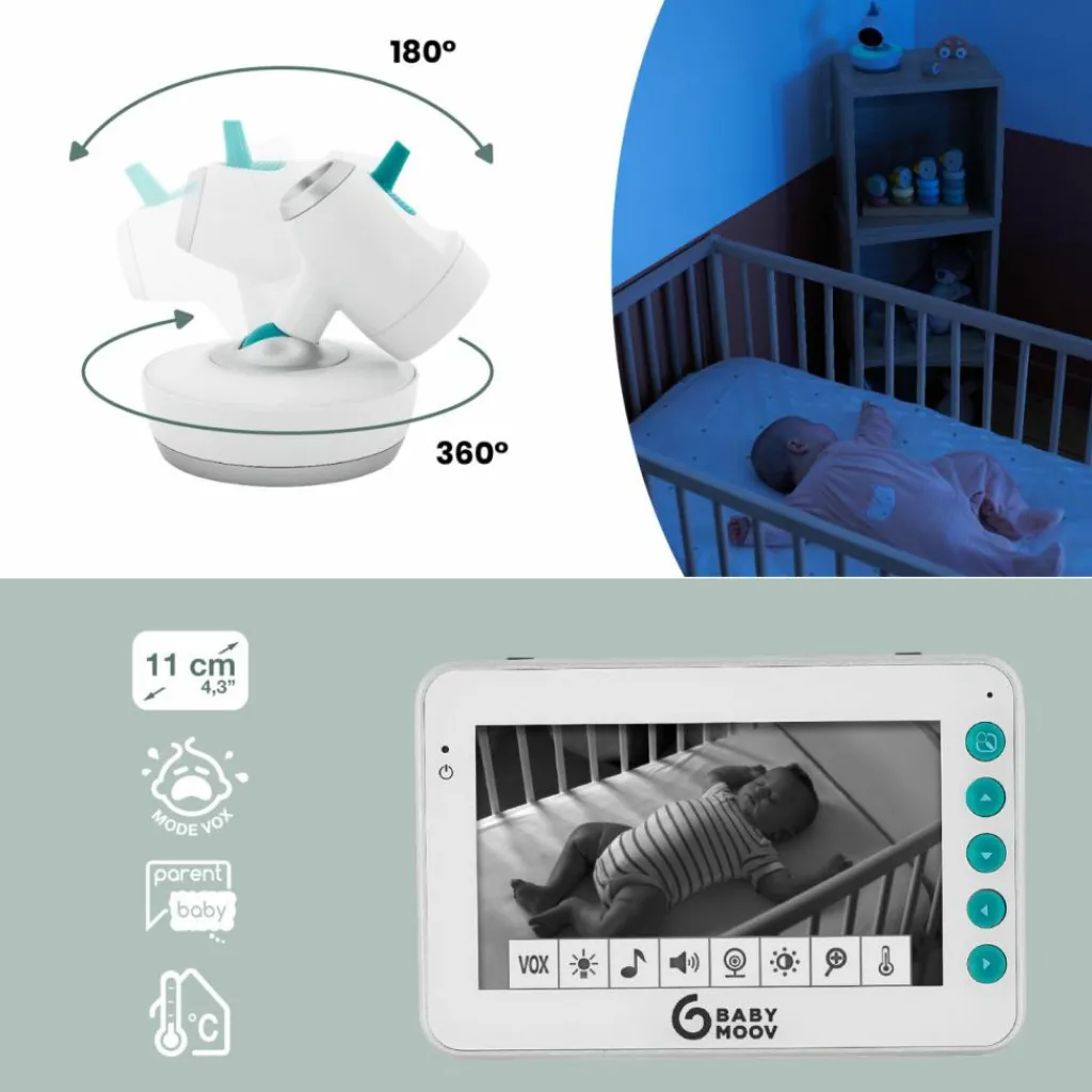 Babymoov Babyphone vidéo YOO-Moov 360°
