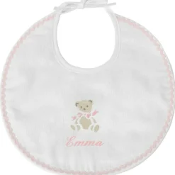 ANVIE Bavoir de naissance Ours rose (personnalisable)