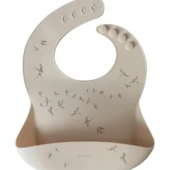 Bavoir en silicone à poche Hirondelles Sable Bavoirs