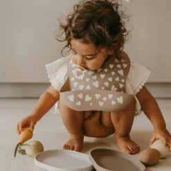 Zakuw Bavoir en silicone Fall In Love taupe rose