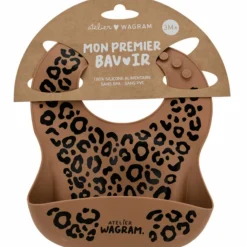 Atelier Wagram Bavoir en silicone Léopard Marron