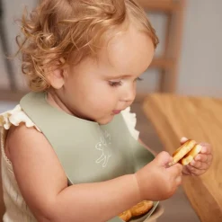 Filibabba Bavoir silicone imprimé Lièvre vert mousse