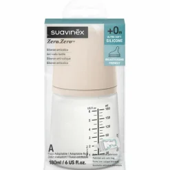 Suavinex Biberon anti-colique Zerø.Zerø - Taille unique Spécial Allaitement - A Light (180 ml)