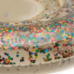 Konges Slojd Bouée bébé coeur transparent et paillettes