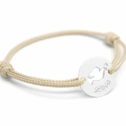 Petits trésors Bracelet cordon enfant Mini jeton colombe (argent 925°)