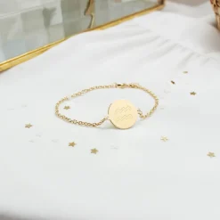 Best Bracelet chaîne médaille Verseau personnalisable (plaqué or) Enfant Bracelet Bébé / Enfant