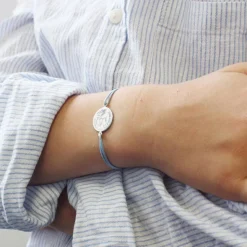 Online Bracelet cordon Ange personnalisable (argent 925°) Bracelet Religieux