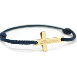 Discount Bracelet cordon croix personnalisable (plaqué or 18 carats) Bracelet Religieux