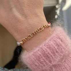 Padam Padam Bracelet cordon liberty Maman goldfilled jaune (personnalisable)