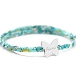Enfant Petits trésors Bracelet cordon liberty Papillon personnalisable (argent 925°)