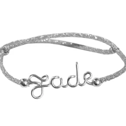 Enfant Padam Padam Bracelet cordon paillette Prénom argent (personnalisable)
