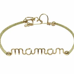 Padam Padam Bracelet cordon paillette Maman goldfilled jaune (personnalisable)