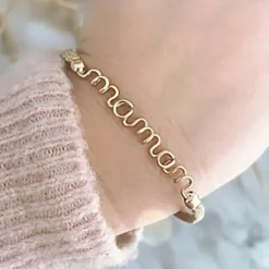 Padam Padam Bracelet cordon paillette Maman goldfilled jaune (personnalisable)