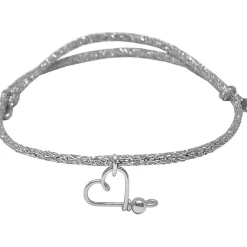Enfant Padam Padam Bracelet cordon paillette Mon petit cœur argent (personnalisable)