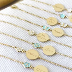 Enfant Petits trésors Bracelet enfant fleur laqué ivoire plaqué or (personnalisable)