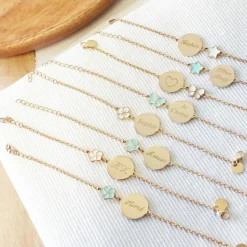 Enfant Petits trésors Bracelet enfant fleur laqué ivoire plaqué or (personnalisable)