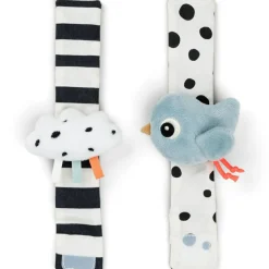 Done by Deer Bracelet hochet lot de 2 Happy clouds Bleu