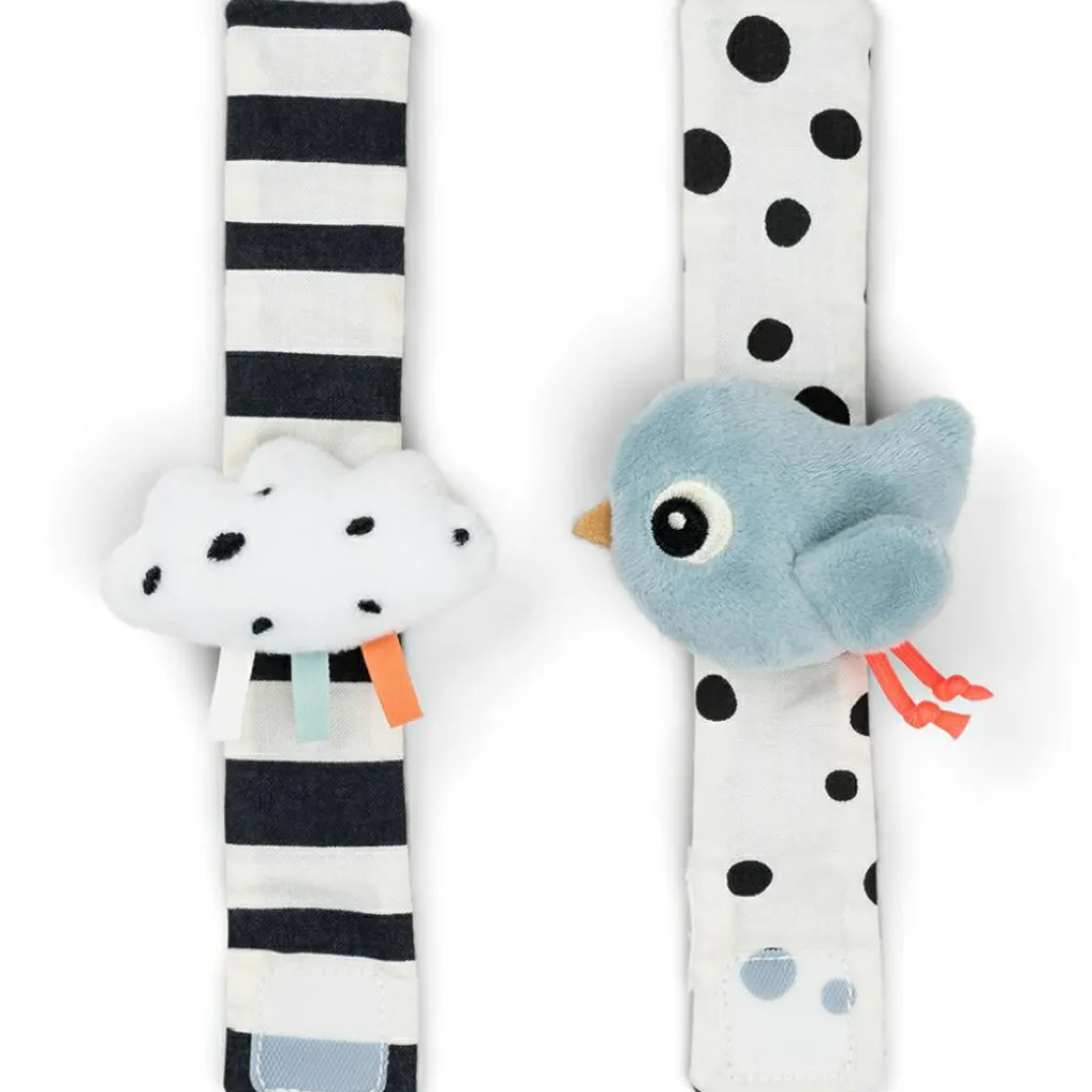 Done by Deer Bracelet hochet lot de 2 Happy clouds Bleu