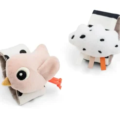 Done by Deer Bracelet hochet lot de 2 Happy clouds Rose