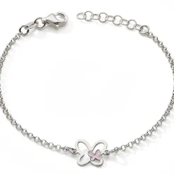 Enfant Baby bijoux Bracelet Papillon rose (argent)