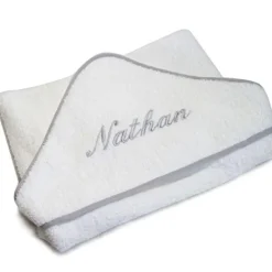 ANVIE Cape de bain biais gris personnalisable (80 x 80 cm)