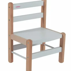 Combelle Chaise basse en bois massif Louise blanc