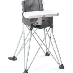 Bright Starts Chaise haute ultra compacte Pop'N Dine Gris - Reconditionné