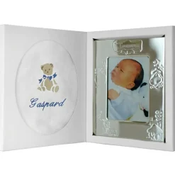 ANVIE Coffret de naissance cadre + lange bleu (personnalisable)