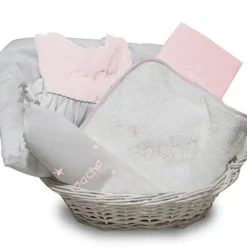 ANVIE Coffret de naissance corbeille rose (personnalisable)