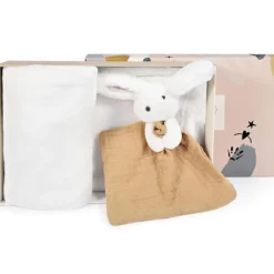 Doudou et Compagnie Coffret plaid et doudou Lapin Happy Wild