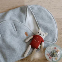 Béaba Couverture Babynomade double polaire gris chiné et blanc (0-6 mois)