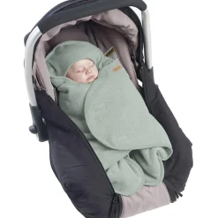 Clearance Couverture Babynomade double polaire vert sauge et blanc (0-6 mois) Couverture Nomade