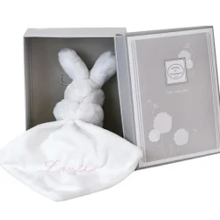 ANVIE Doudou plat lapin rose (personnalisable)