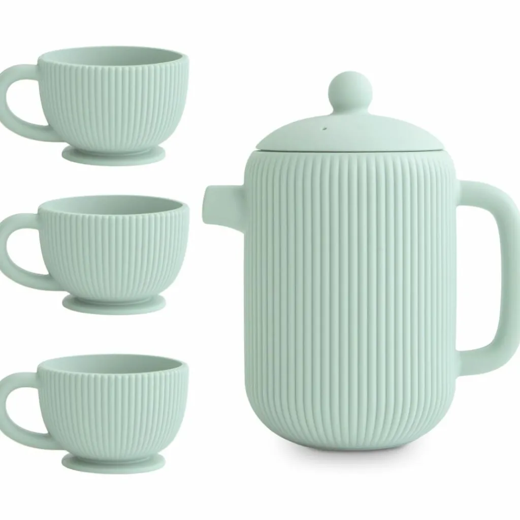 Mushie Ensemble de jeu Thé en silicone Cambridge Blue (4 pièces)