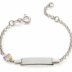 Enfant Baby bijoux Gourmette Fleur laqué 12 + 2 cm (argent)