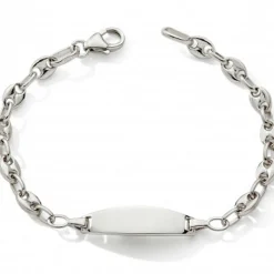 Enfant Baby bijoux Gourmette maille grain de café plaque ovale 14 cm (argent)