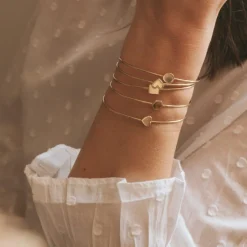 Best Jonc Joséphine en plaqué or jaune (personnalisable) Bracelet Maman