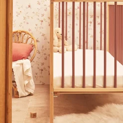 Combelle Lit à barreaux en bois Arthur hybride vieux rose (60 x 120 cm)