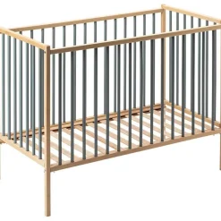 Combelle Lit à barreaux en bois Rémi hybride bleu gris (60 x 120 cm)