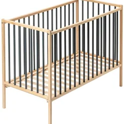 Combelle Lit à barreaux en bois Rémi hybride anthracite (60 x 120 cm)