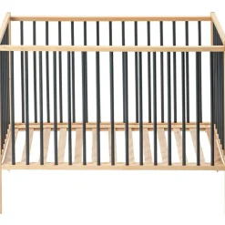 Combelle Lit à barreaux en bois Rémi hybride anthracite (60 x 120 cm)