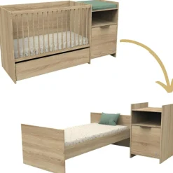 Sauthon mobilier Lit combiné évolutif Azur (60 x 120 cm)