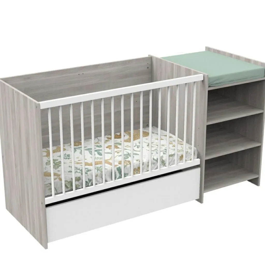 Baby Price Lit combiné évolutif Up chêne Silex (60 x 120 cm)