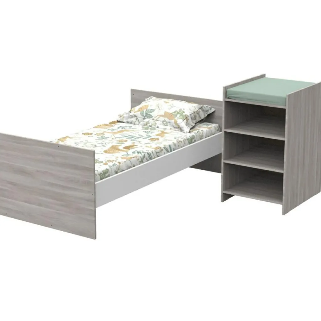 Baby Price Lit combiné évolutif Up chêne Silex (60 x 120 cm)
