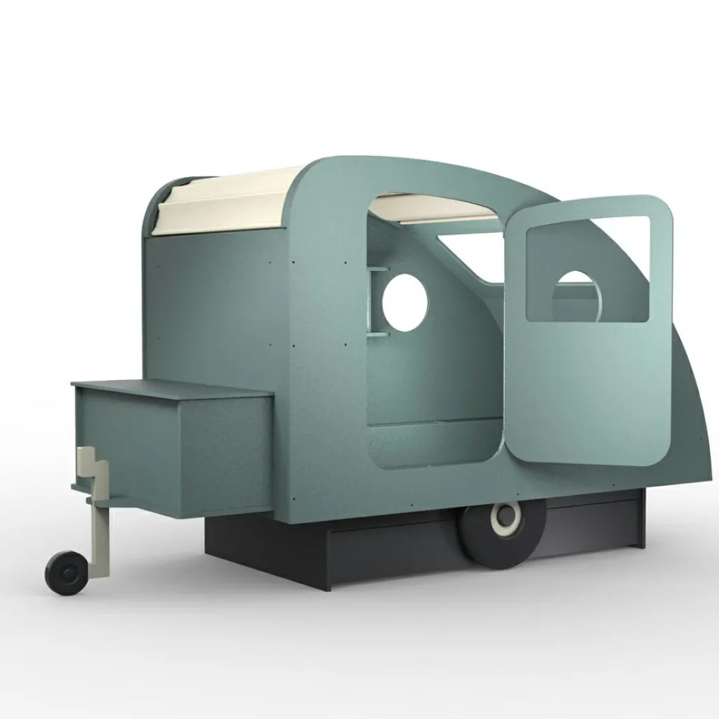 Mathy by bols Lit enfant caravane avec coffre + timon finition laquée (coloris au choix)