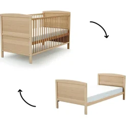 AT4 Lit évolutif en bois de hêtre verni Essentiel (70 x 140 cm)