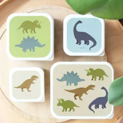 A Little Lovely Company Lot de 4 boîtes à goûter Dinosaure
